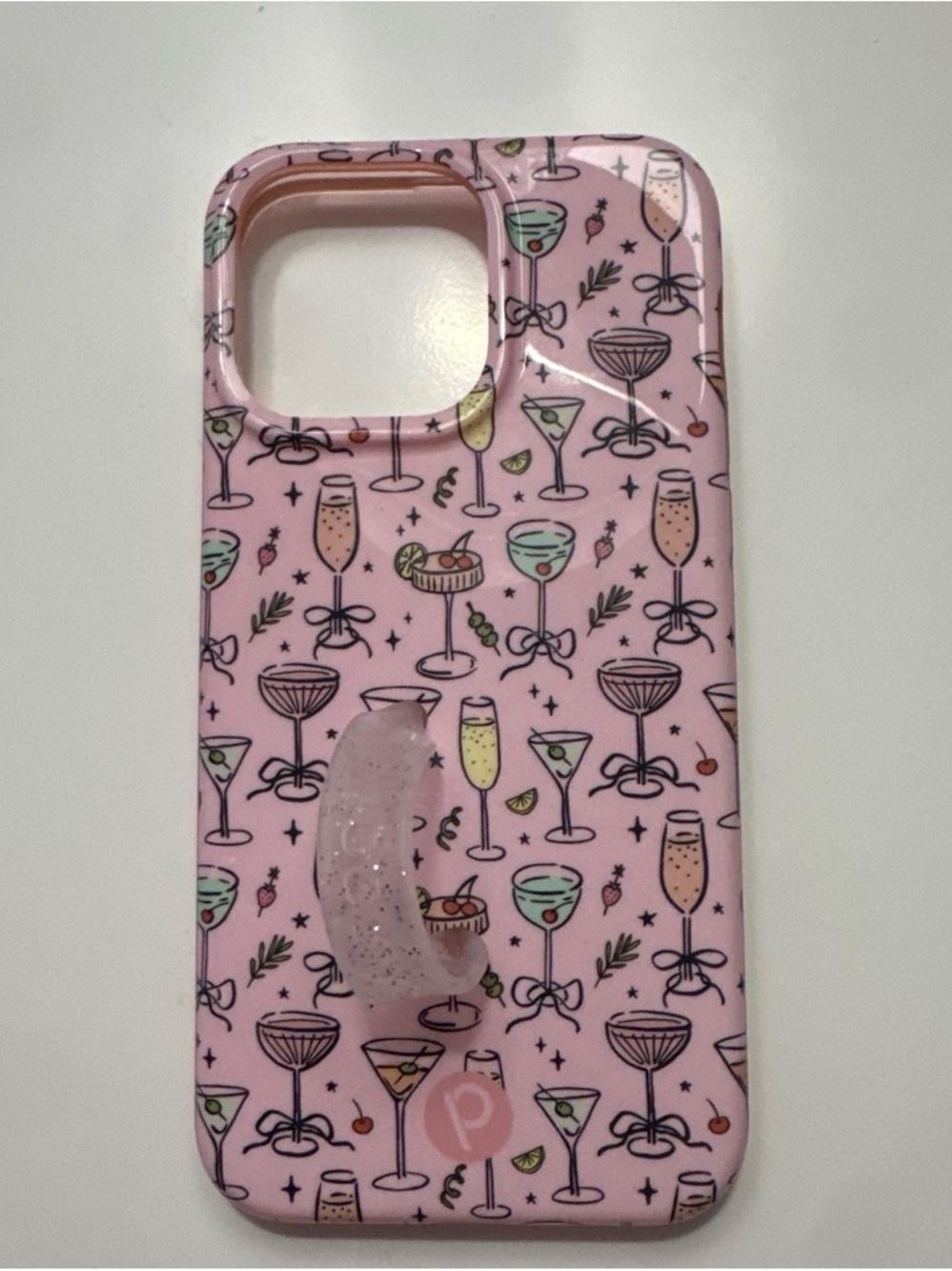 Pink Cocktail Pattern Loopy iPhone 15 Pro Max Case